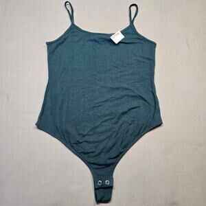 Lime Blue Green Jade Bodysuit Leotard Stretch Spaghetti Strap NEW Womens Size M